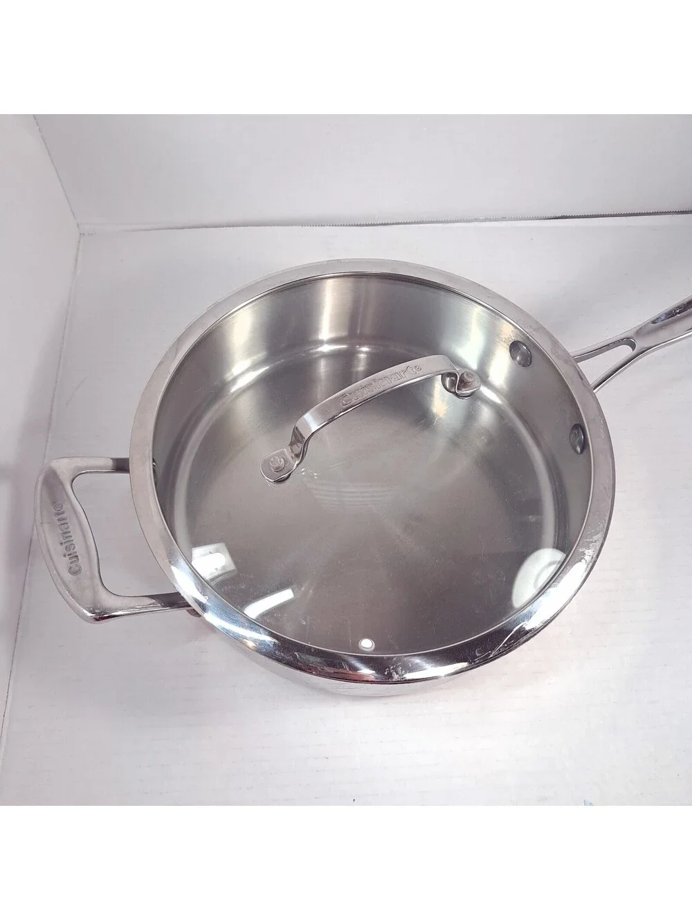Cuisinart 3.5qt quarter Saute Pan Long Handle lid 18/10 Stainless Steel #733-24H